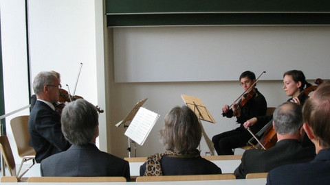 Musiker spielen Streichinstrumente 